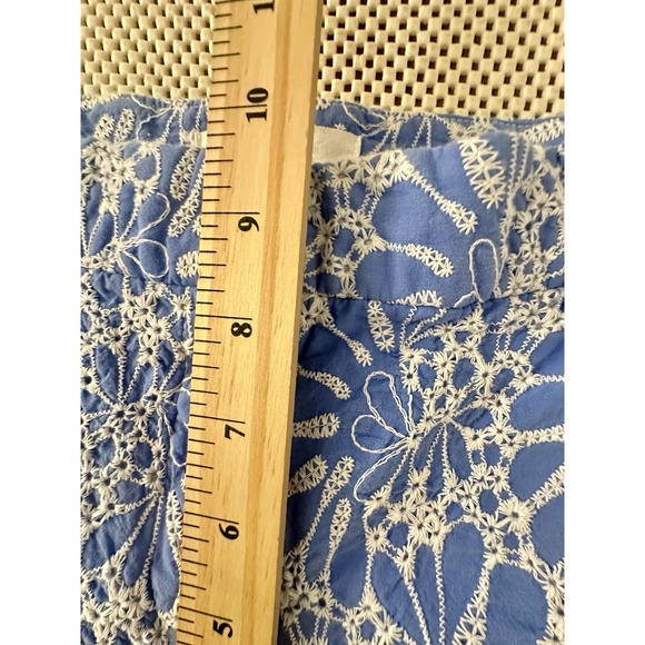 Ann Taylor Loft Shorts Womens 2 All Over Lace Eyelet Riviera Baby Blue Scalloped - Picture 7 of 12